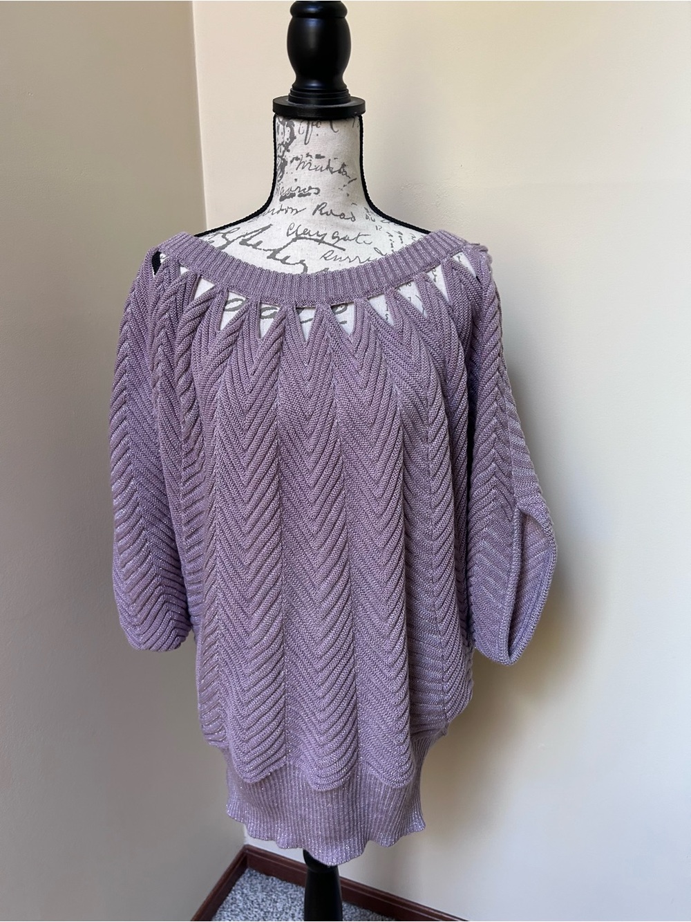 Lane Bryant Chevron Cutout Cage Neck Shimmer Sweater 18/20